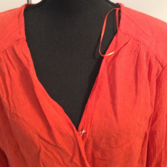 Red Free People Peplum Surplice Shirt Large L Long Sleeve - Picture 4 of 6